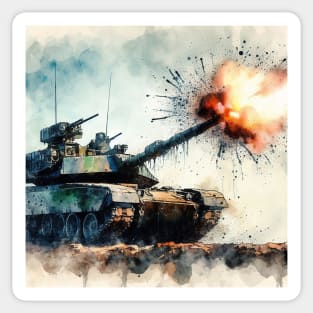 Fantasy illustration of a tank in battle Sticker